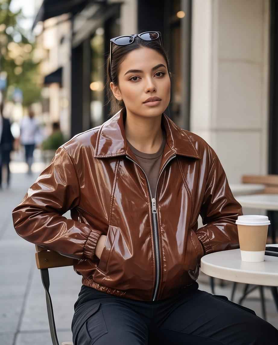 Giubbotto Biker in Ecopelle Donna Lucido
