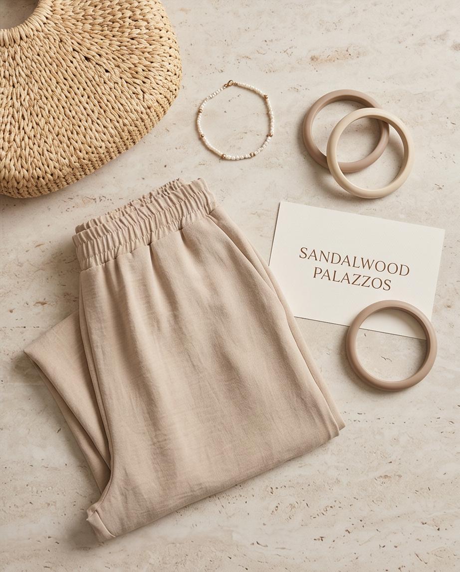 Pantaloni Donna a Gamba Larga Vita Elastica