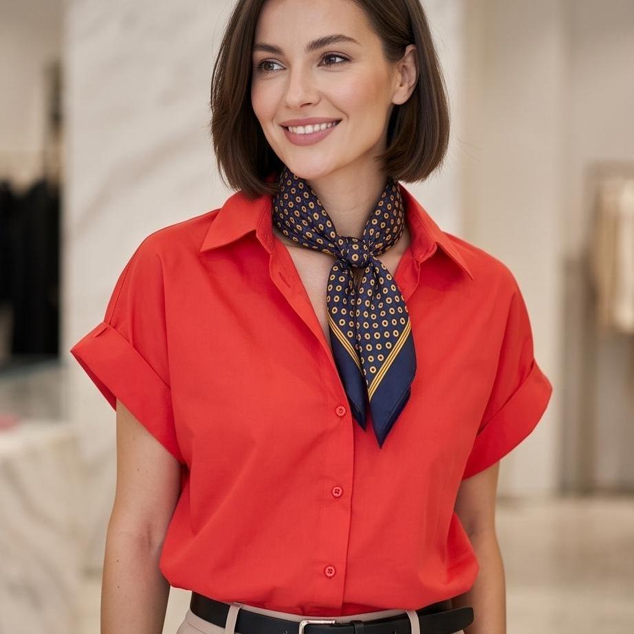 Camicia Donna Estiva con Bottoni e Colletto Classico