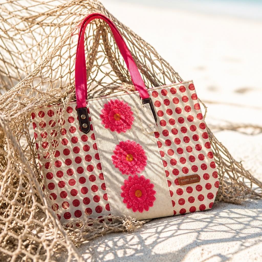 Borsa Mare Donna con Margherita Decorativa