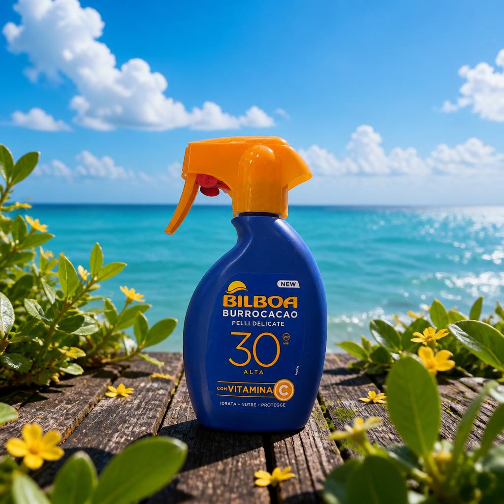 Burro Cacao Solare SPF30 con Vitamina C per Pelli Delicate Formato 250ml