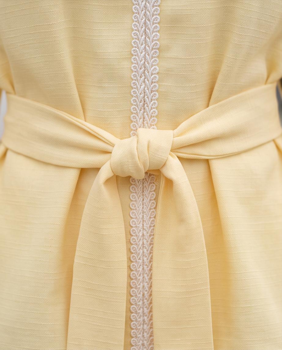 Set Coordinato Donna Giallo con Top Kimono e Pantalone Palazzo