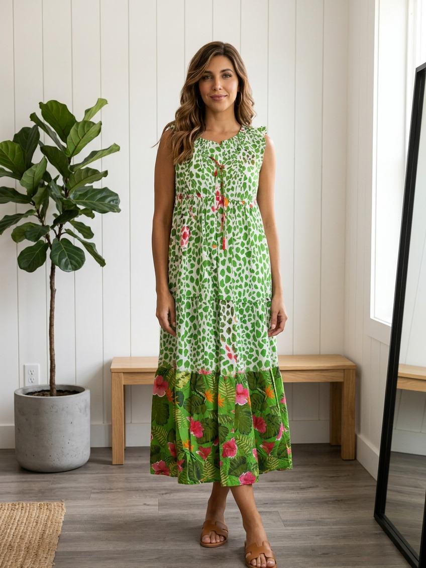 Abito Lungo Donna Fantasia Animalier Floreale Boho Chic Estivo