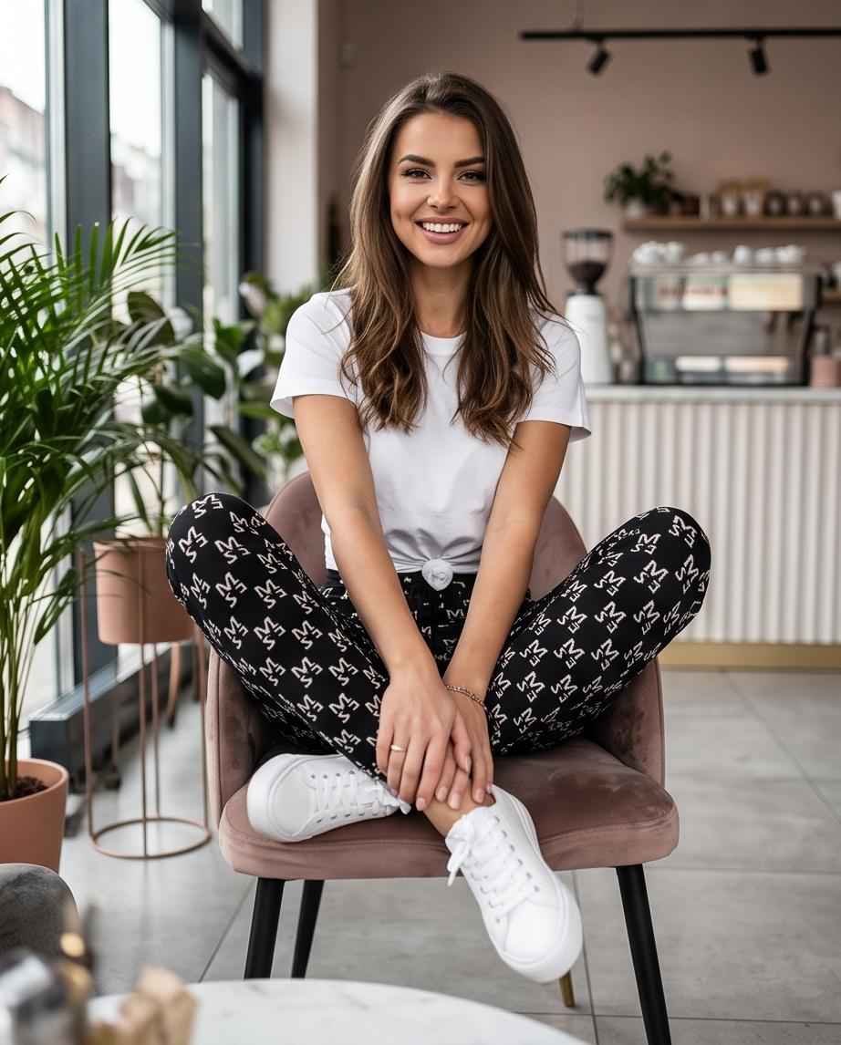 Pantaloni Tartan Wide Leg Bianco e Nero a Vita Alta, Taglio Palazzo