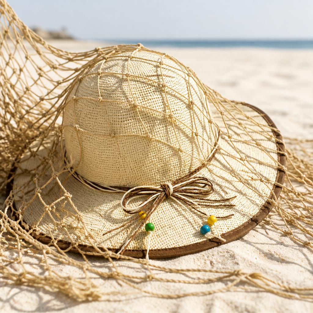 Set Borsa da Mare Boho e Cappello di Paglia Rafia