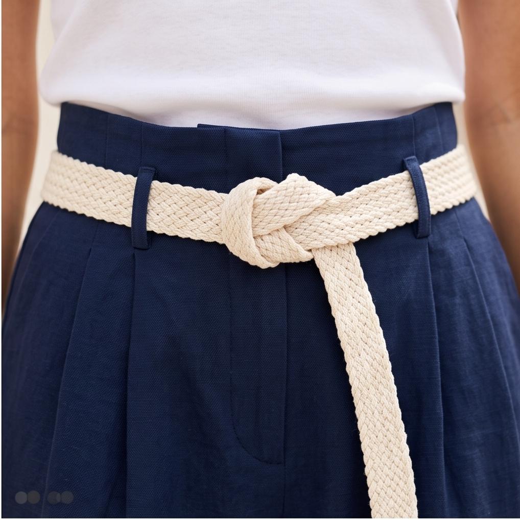 Pantaloni Blu Navy Effetto Lino Comfort Fit con Cinta Vita Elastica