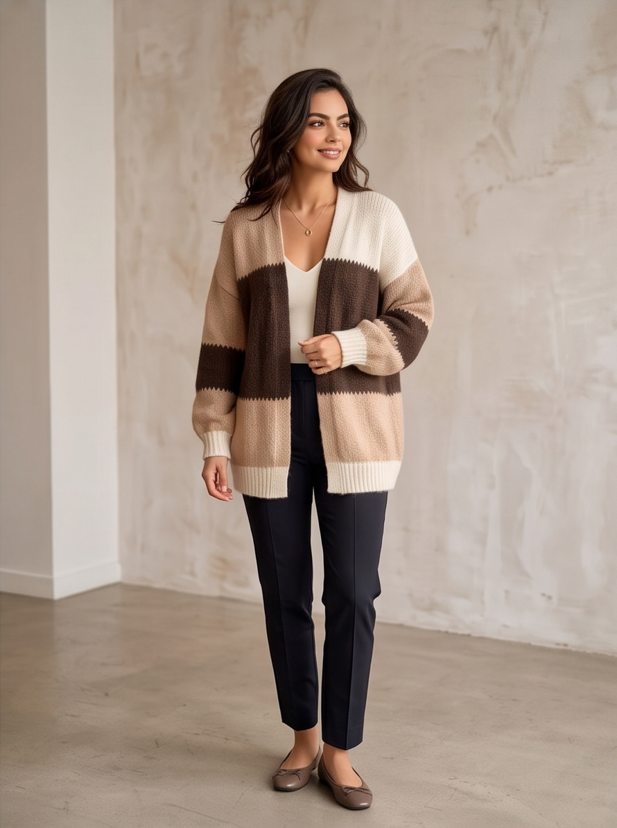 Cardigan Oversize Donna Color Block | Più Colori Disponibili