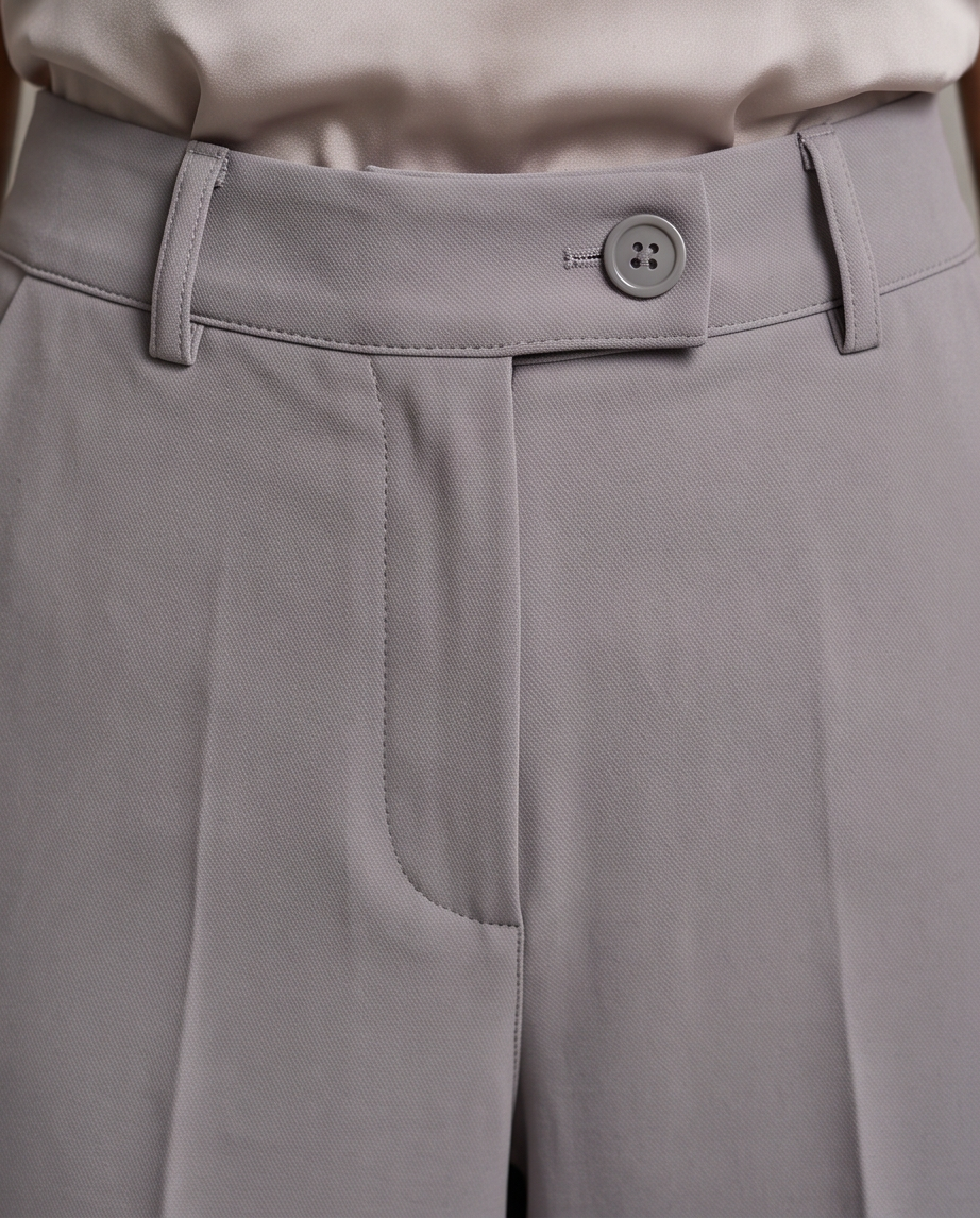 JESKAA_Pantalone donna grigio vita alta_Taglia unica