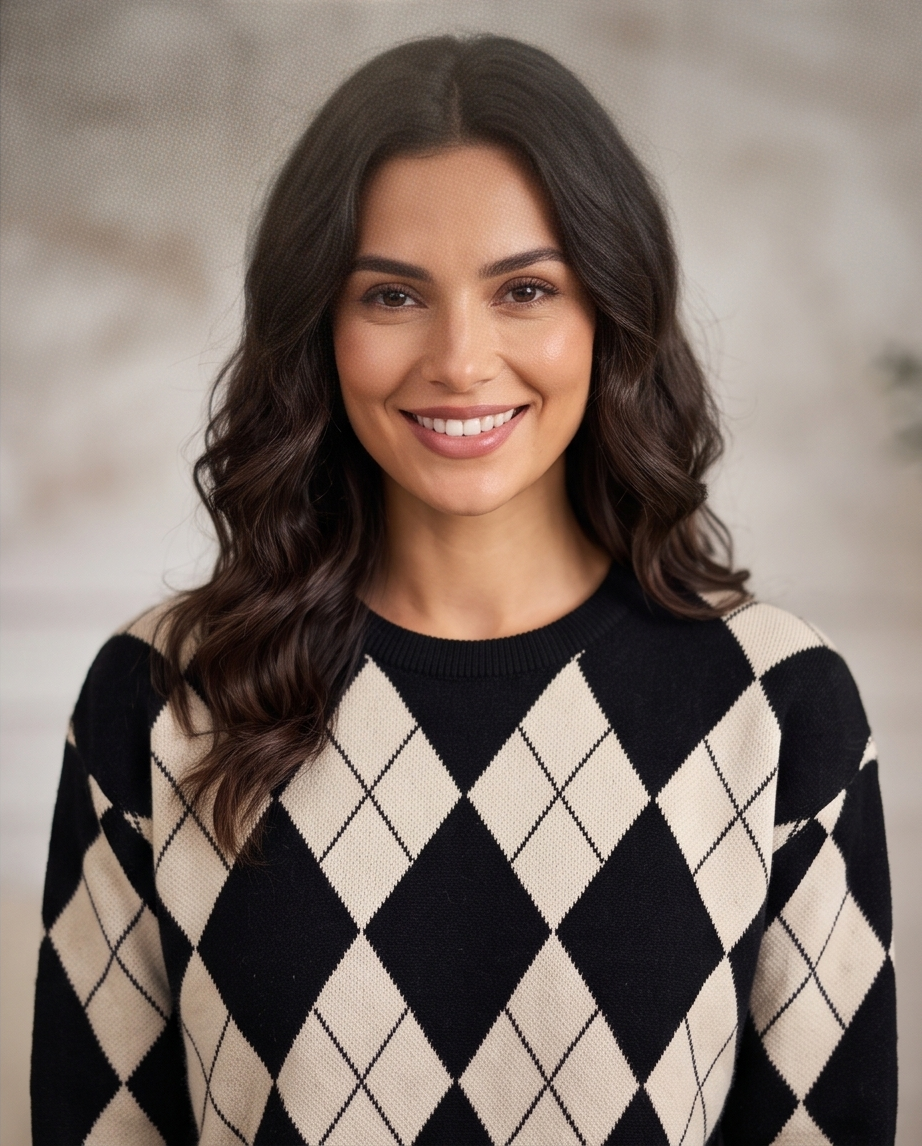 Maglione Donna a Rombi Argyle Bianco e Nero