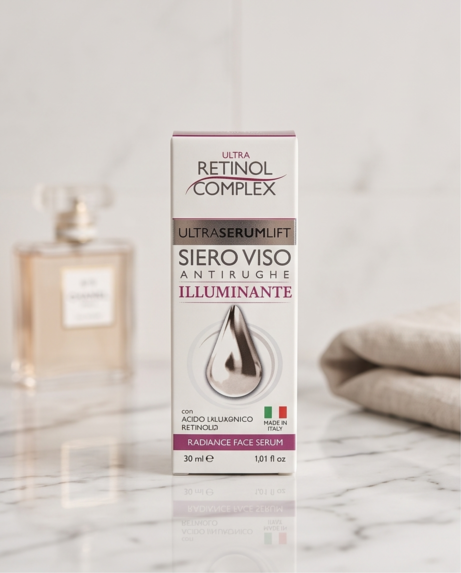 Siero Viso Antirughe Illuminante con Acido Ialuronico e Retinolo 30ml