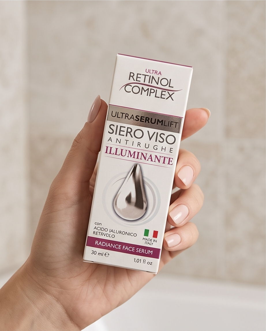 Siero Viso Antirughe Illuminante con Acido Ialuronico e Retinolo 30ml
