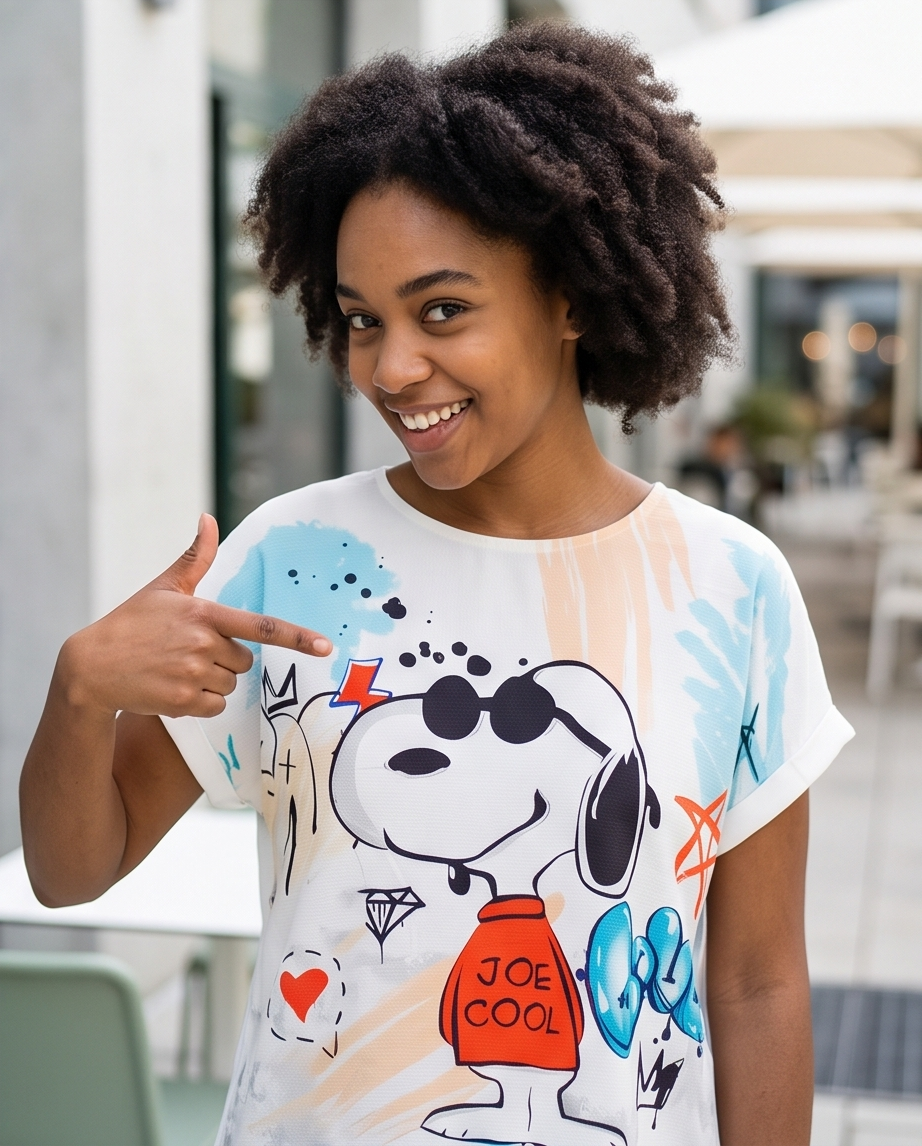 T-Shirt Stampa Fumetto Street Style con Grafica Colorata