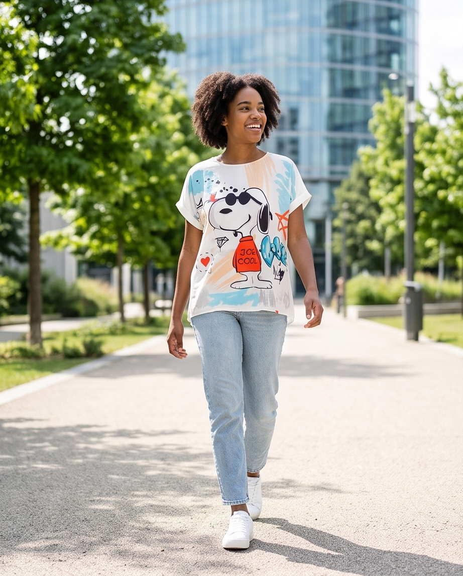 T-Shirt Stampa Fumetto Street Style con Grafica Colorata