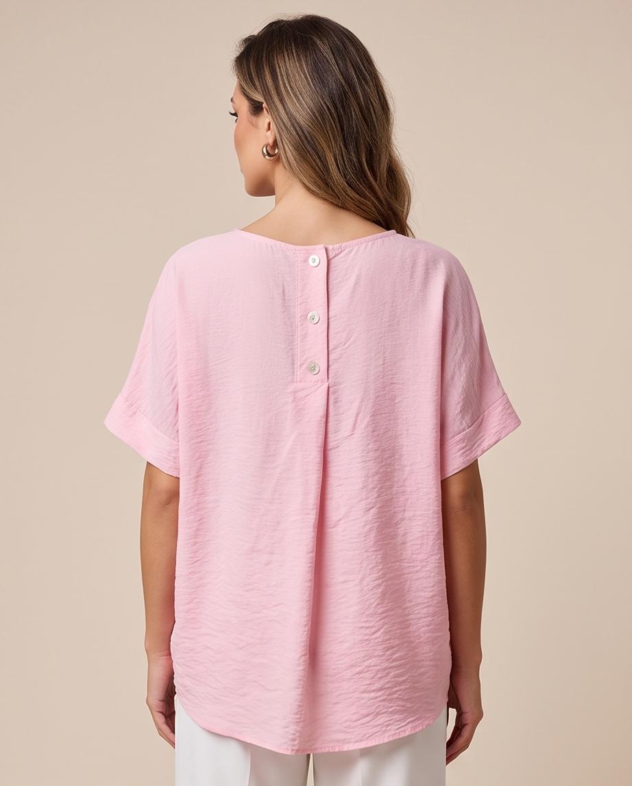 Maglia Donna Oversize Rosa con Girocollo e Maniche a Kimono