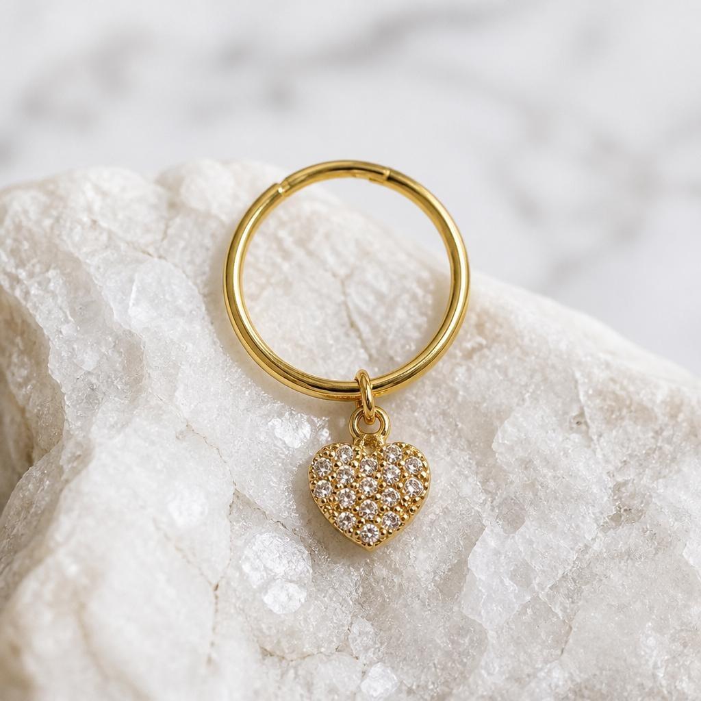 Anello Donna Cuore Pendente in Argento e Oro
