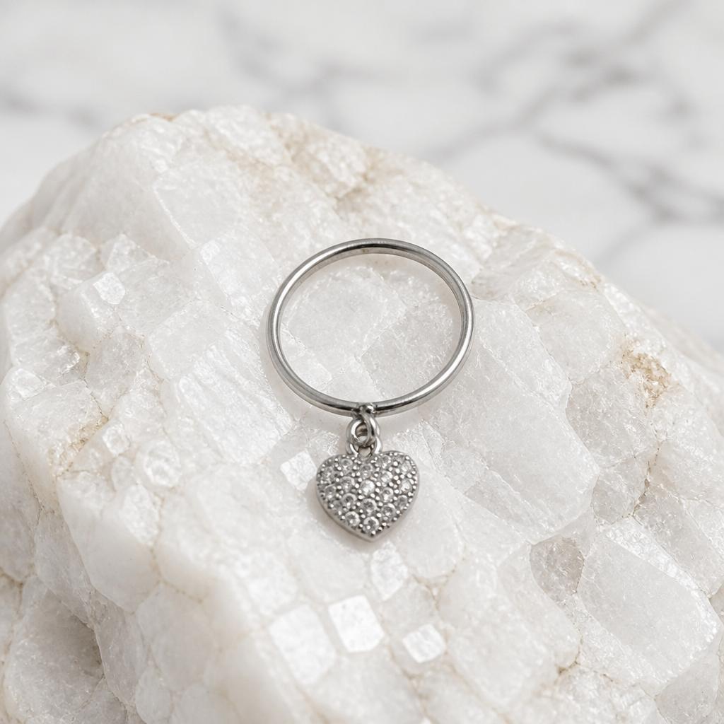 Anello Donna Cuore Pendente in Argento e Oro