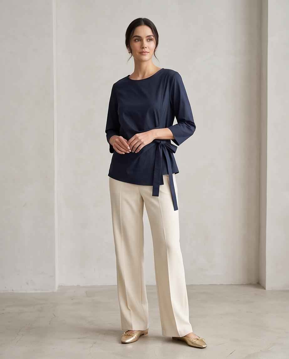 Maglia Donna Fiocco Laterale Minimal in Rosso, Celeste, Blu o Bianco