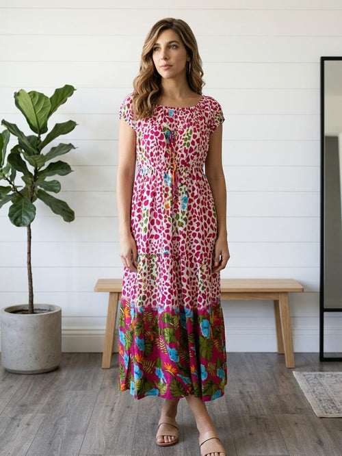 Abito Lungo Donna Fantasia Animalier Floreale Boho Chic Estivo
