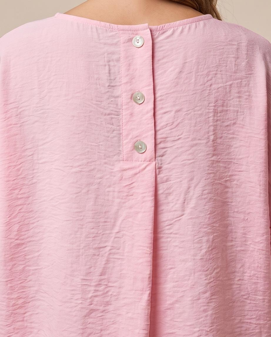 Maglia Donna Oversize Rosa con Girocollo e Maniche a Kimono