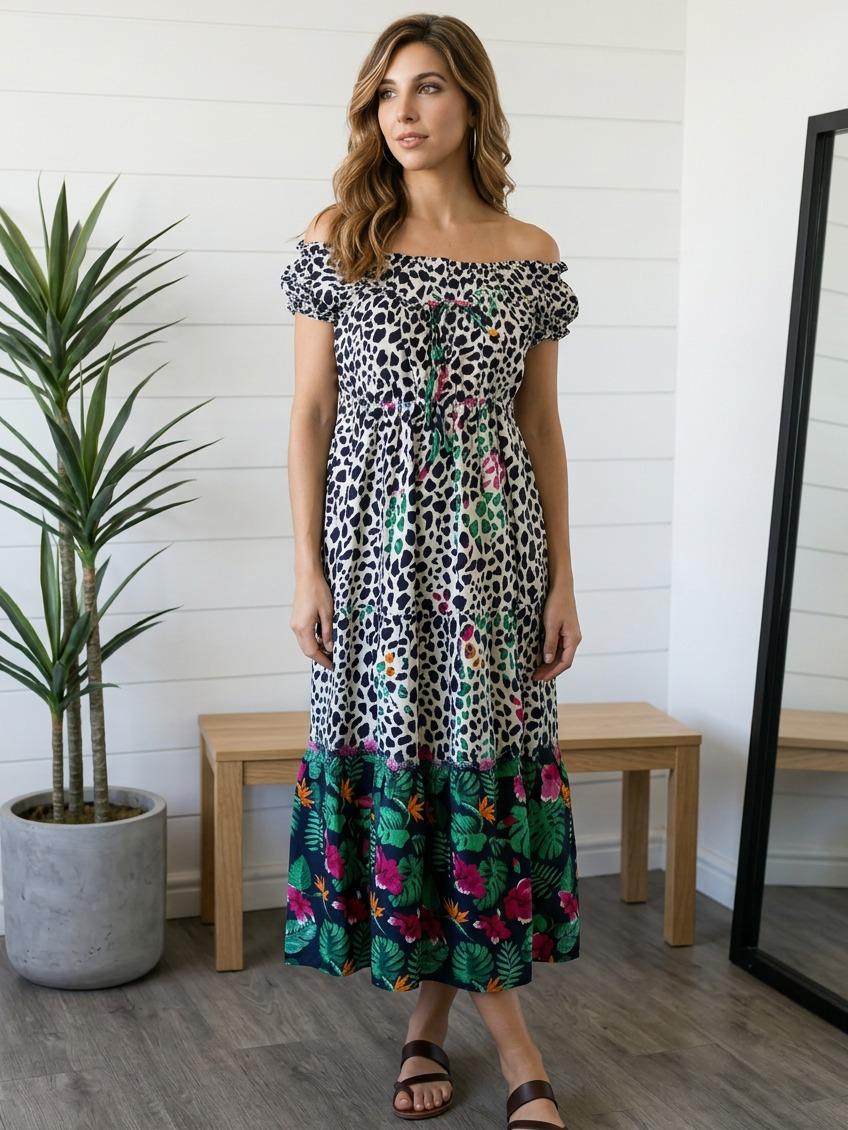 Abito Lungo Donna Fantasia Animalier Floreale Boho Chic Estivo