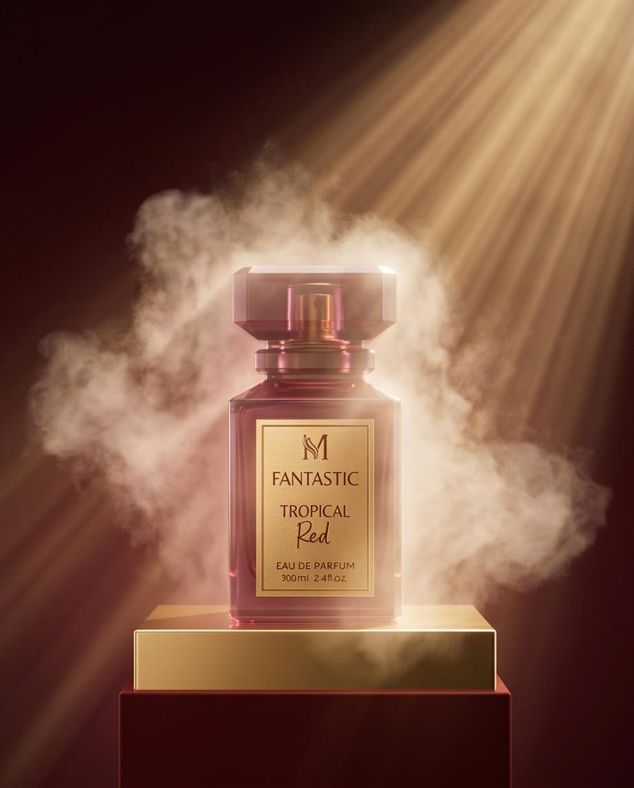 Fantastic Tropical Red Eau de Parfum Elegante Flacone Bordeaux