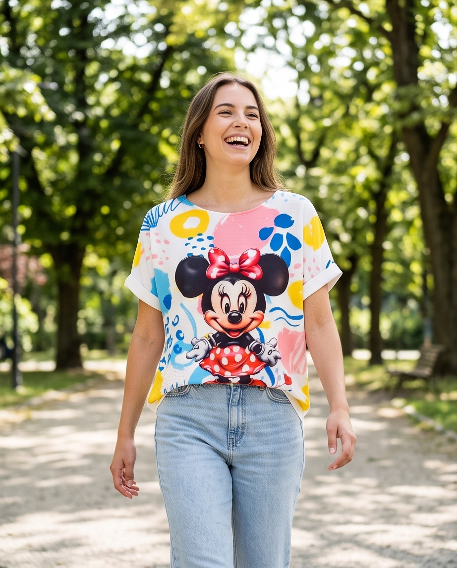 T-Shirt Pop Art Astratta Rosa Blu e Giallo