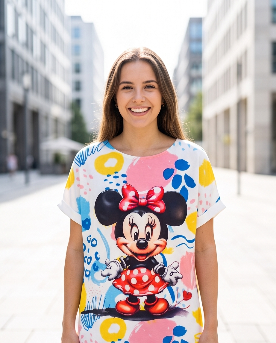 T-Shirt Pop Art Astratta Rosa Blu e Giallo